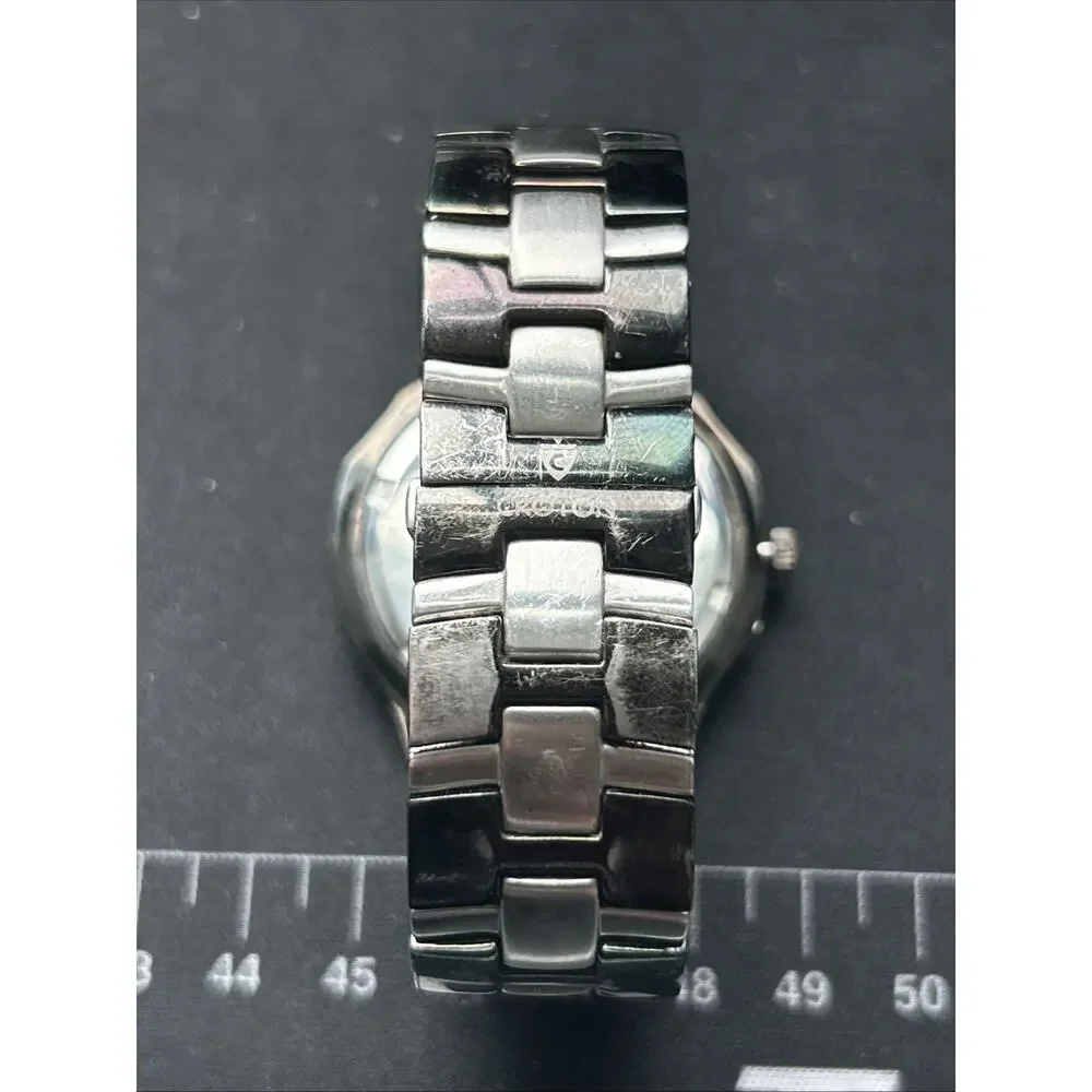 Croton Black And Silver Diamond Accented Bezel Men’s Swiss Quartz Watch